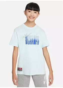 Голубая футболка с принтом для мальчика FN9649-474-K NK DF TEE COB Nike, синий