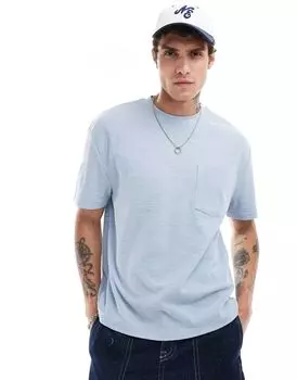 Голубая футболка свободного кроя с карманом ASOS DESIGN