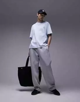 Голубая футболка в рубчик премиум-класса Topman