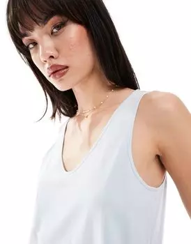Голубая хлопковая майка с U-образным вырезом ASOS DESIGN