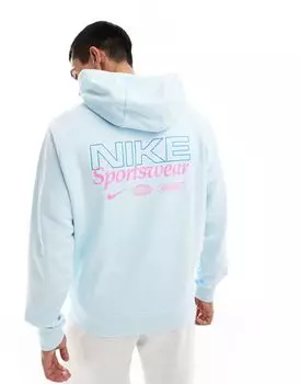 Голубая худи с графическим принтом на спине Nike