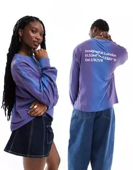 Голубая и розовая футболка унисекс с длинными рукавами для скейтеров COLLUSION