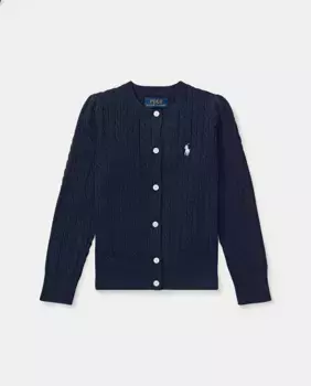 Голубая куртка для девочки с стяжками Polo Ralph Lauren, темно-синий