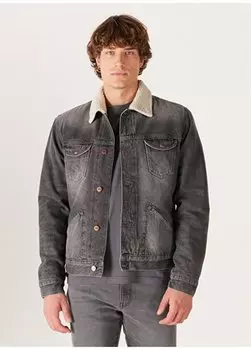 Голубая мужская джинсовая куртка стандартного кроя с воротником на пуговицах Sherpa W4MSEB417 Wrangler, синий