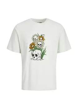 Голубая мужская футболка с круглым вырезом с принтом Jack & Jones