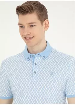 Голубая мужская футболка узкого кроя RUNES U.S. Polo Assn., светло-синий