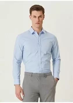 Голубая мужская рубашка с рубашечным воротником Slim Fit 1090671 Network, светло-синий