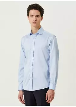 Голубая мужская рубашка Slim Fit с итальянским воротником Network