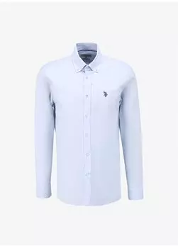 Голубая мужская рубашка стандартного кроя с воротником на пуговицах CEDROREG024Y U.S. Polo Assn., светло-синий