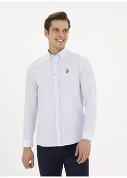 Голубая мужская рубашка стандартного кроя с воротником на пуговицах ENZOGL024Y U.S. Polo Assn., светло-синий