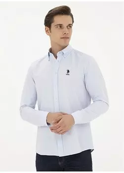 Голубая мужская рубашка стандартного кроя с воротником на пуговицах GOXREG024Y U.S. Polo Assn., светло-синий