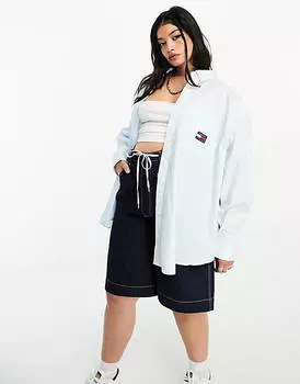 Голубая рубашка оверсайз Tommy Jeans Plus