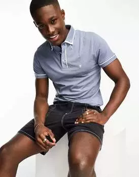 Голубая рубашка-поло French Connection с окантовкой