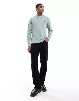 Голубая рубашка-поло с длинными рукавами Fred Perry