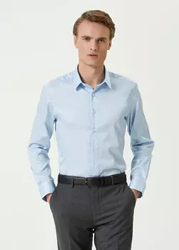 Голубая рубашка приталенного кроя Beymen