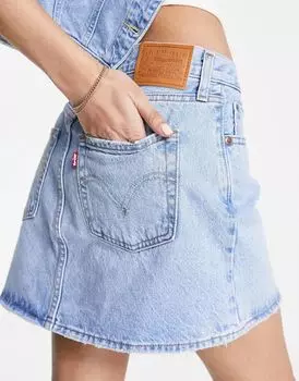 Голубая юбка с логотипом Levi's