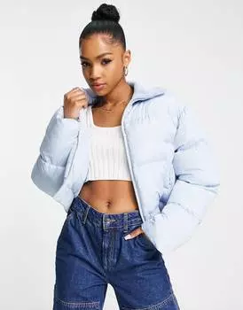 Голубая укороченная дутая куртка ASOS DESIGN