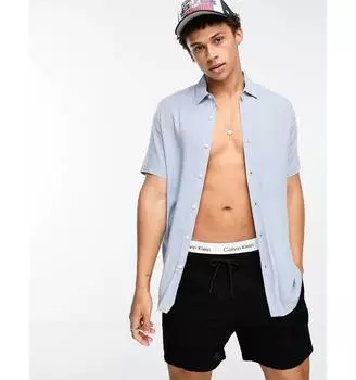 Голубая вискозная рубашка классического кроя ASOS DESIGN