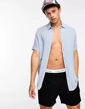 Голубая вискозная рубашка классического кроя ASOS DESIGN