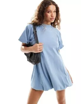 Голубое джинсовое платье мини с объемным подолом ASOS DESIGN