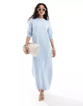 Голубое платье-футболка с длинными рукавами ASOS DESIGN