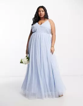Голубое платье макси из многослойного тюля Beauut Plus – Bridesmaid