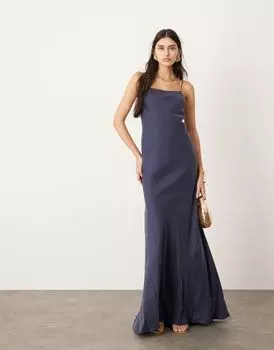 Голубое платье макси косого кроя ASOS EDITION cupro Ultimate