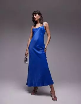 Голубое платье макси с овальным вырезом Topshop