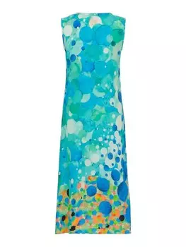 Голубое платье миди с мозаикой Big Angel Fish Dolcezza, синий