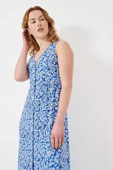 Голубое платье прямого кроя из гладкого хлопкового трикотажа Crew Clothing Company, синий