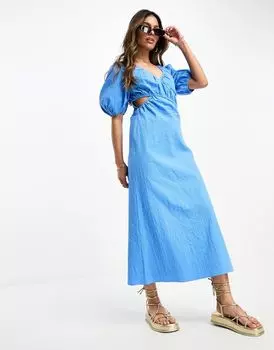 Голубое платье с запахом и вырезами ASOS DESIGN
