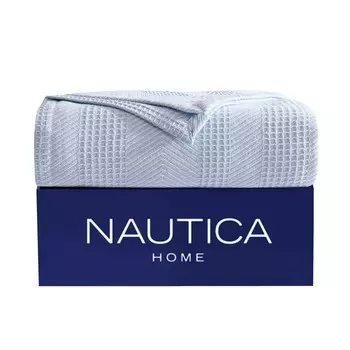 Голубое полное одеяло Nautica Chevron Queen, цвет Waterslide Heather B8282
