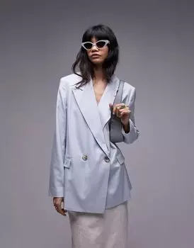 Голубой блейзер прямого кроя Topshop
