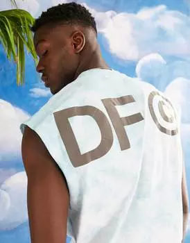 Голубой дутый жилет с пышными принтами ASOS Dark Future ASOS