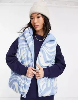 Голубой двусторонний жилет с рисунком зебры adidas Originals Animal Abstract