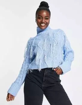 Голубой джемпер ASOS с деталями из искусственных перьев