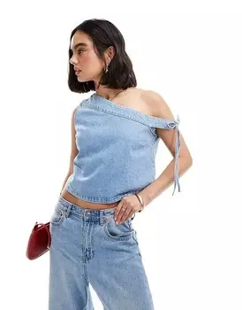 Голубой джинсовый топ с открытыми плечами ASOS DESIGN