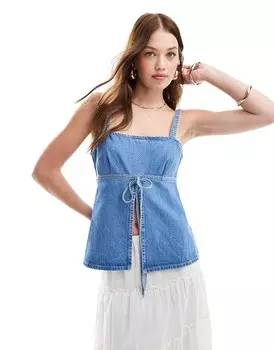 Голубой джинсовый топ с разрезом спереди ASOS DESIGN