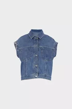 Голубой джинсовый жилет Oversize C 4538-157 CROSS JEANS