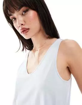 Голубой хлопковый жилет с овальным воротником ASOS DESIGN