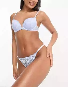 Голубой кружевной бюстгальтер New Look с эффектом пуш-ап