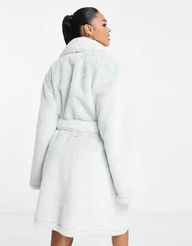 Голубой мини-халат премиум-класса из искусственного меха ASOS DESIGN