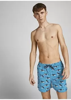 Голубой мужской купальник-шорты Jack & Jones