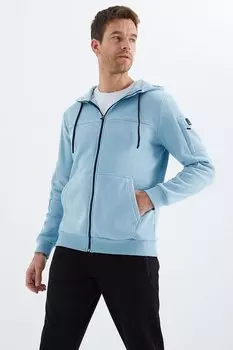 Голубой мужской свитшот на молнии TOMMYLIFE