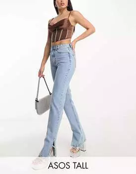 Голубой прямые джинсы с разрезом по низу в стиле 90-х ASOS DESIGN