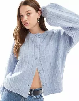 Голубой пушистый кардиган оверсайз ASOS DESIGN