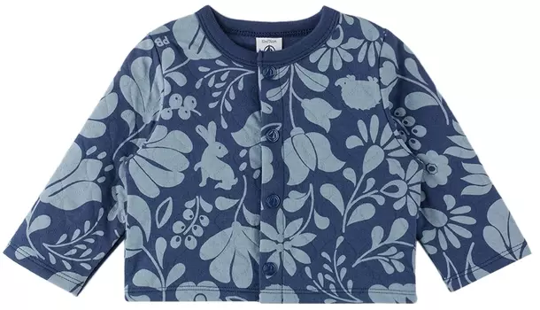 Голубой стеганый кардиган Petit Bateau