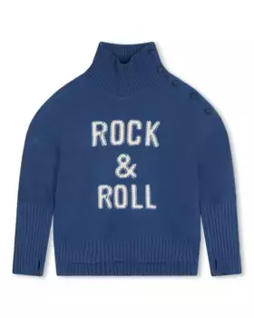 Голубой свитер с длинными рукавами для девочки Zadig & Voltaire, темно-синий