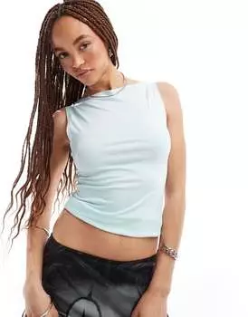Голубой топ без рукавов с вырезом-лодочкой Weekday Annie — эксклюзивно на ASOS