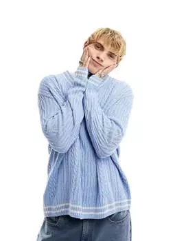 Голубой вязаный джемпер свободного кроя ASOS